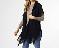 Coco + Carmen - Eloise Hooded Ruana With Frayed Fringe