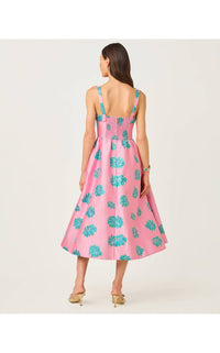 Lilly Pulitzer Rissy Midi Dress in conch shell pink jungle flower brocade - women's dress - detail view