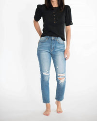 Tea N Rose - Benett High Rise Cropped Mom Jeans