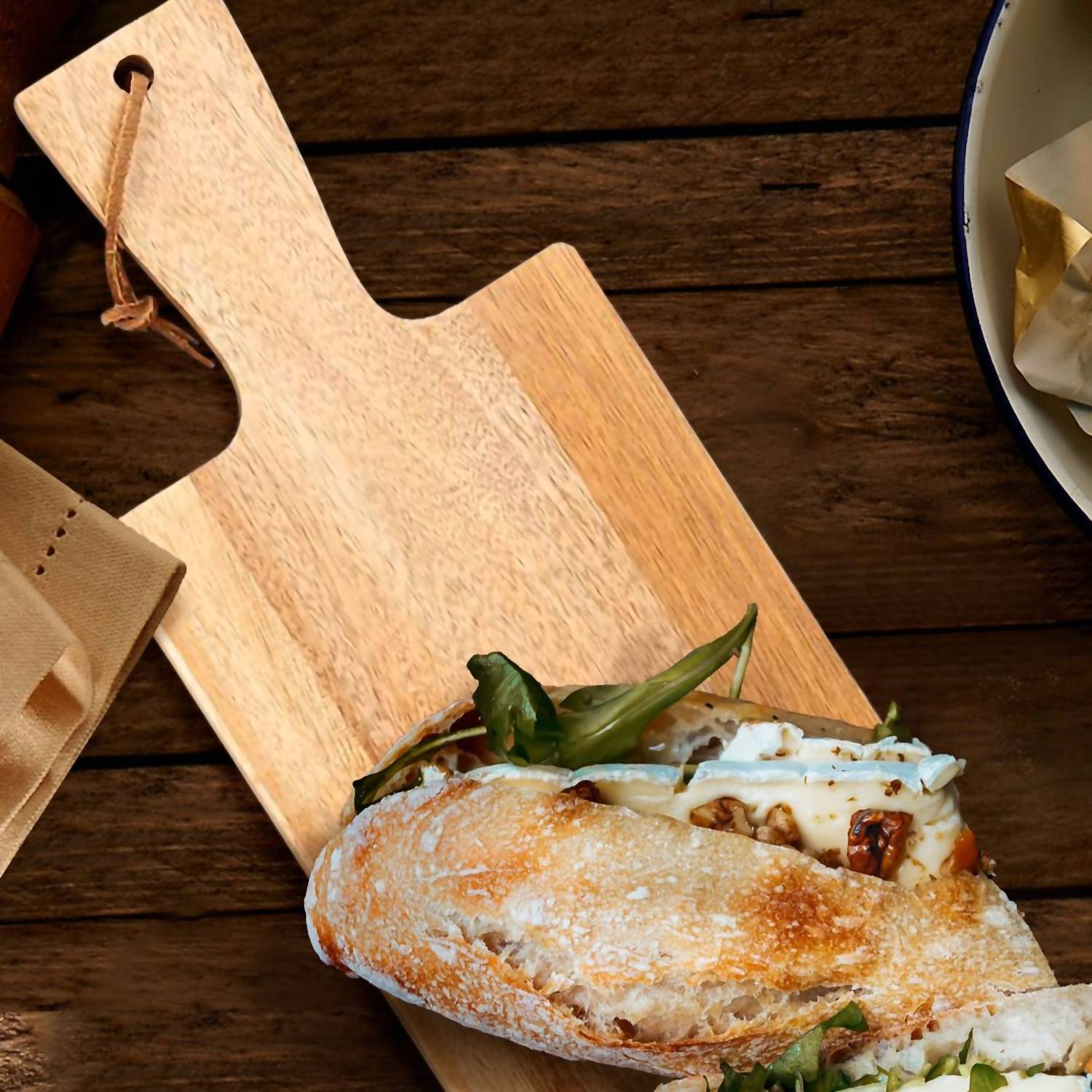 Creative Gifts International - Acacia Wood Handled Bread Board