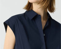 Theory Cinched Cap Sleeve Shirt in new navy - women's tank top - view 4