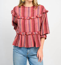 Ivy Jane - Striped Ruffles Tier Top
