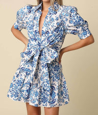 Olivaceous - Hunter Tie Front Mini Dress