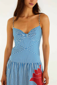 Farm Rio - Sky Stripes Sleeveless Midi Dress