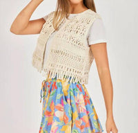 Sadie & Sage Matilda Crochet Vest in natural - women's cardigan - view 4