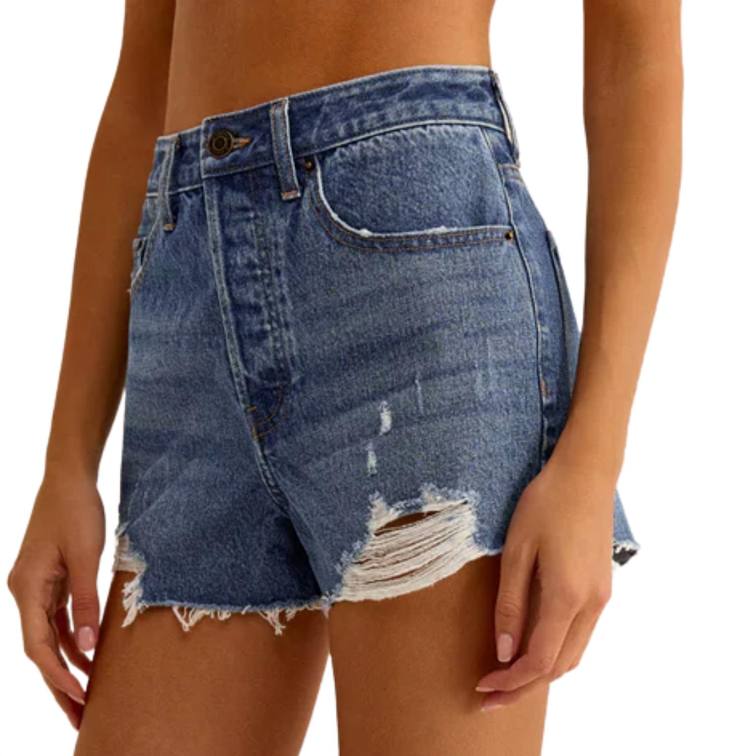 Z Supply Women's Classic Hi Rise Denim Short in vintage indigo - women's shorts - alternate view