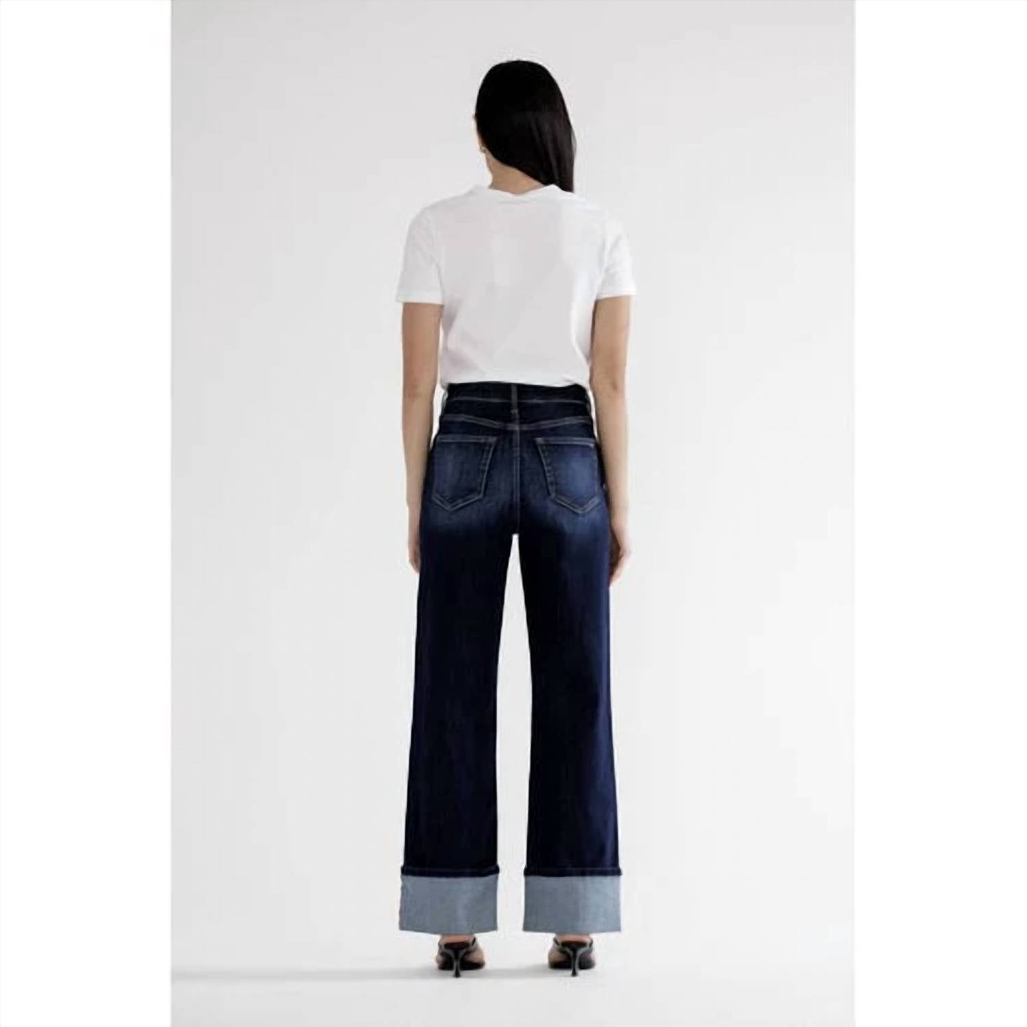 Mica Denim - High Rise Wide Leg Jeans With Cuff
