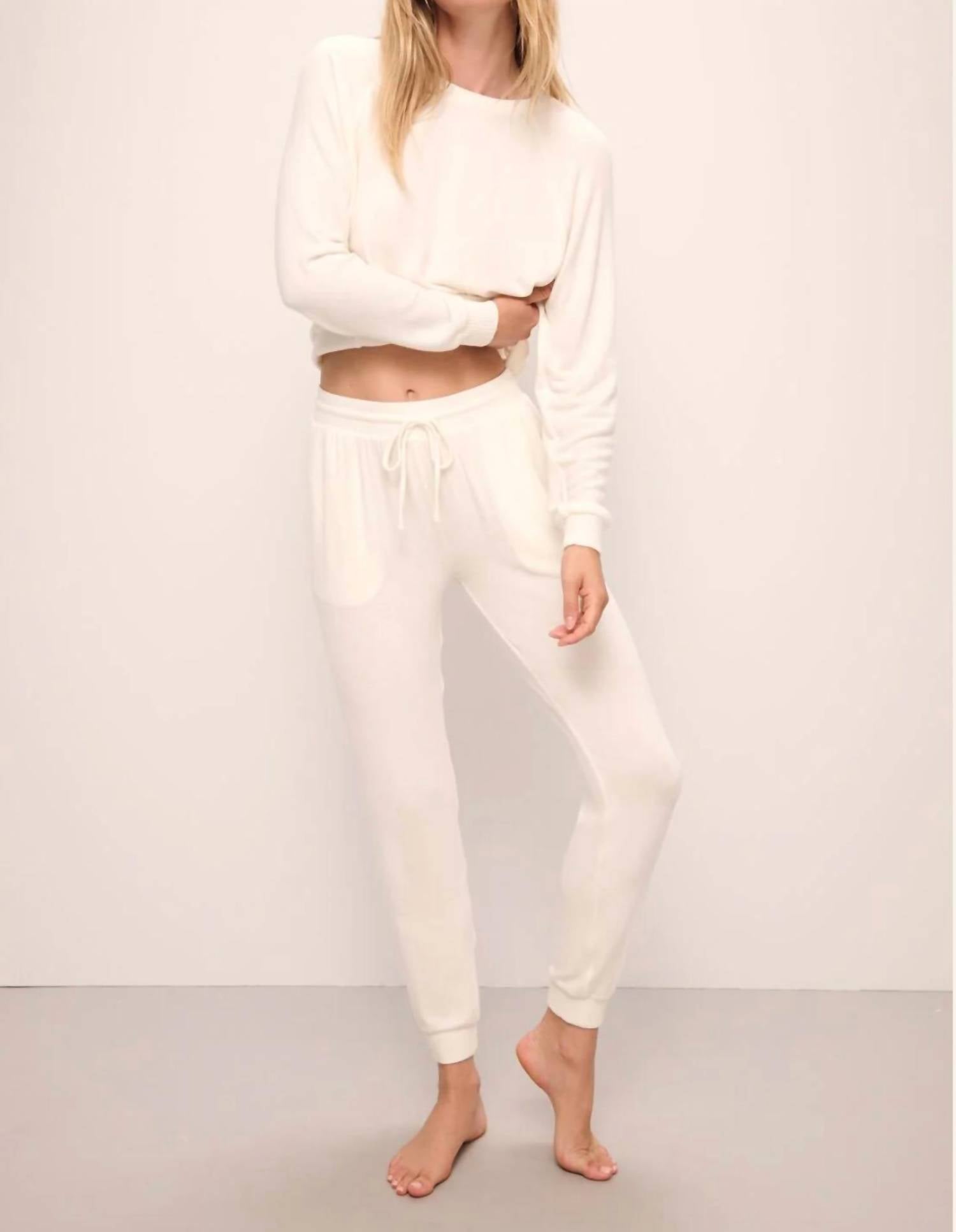 Eberjey Cozy Time Jogger in ivory - women's pants
