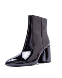 Qupid Women's Mod Heeled Booties in black - women's shoe - detail view