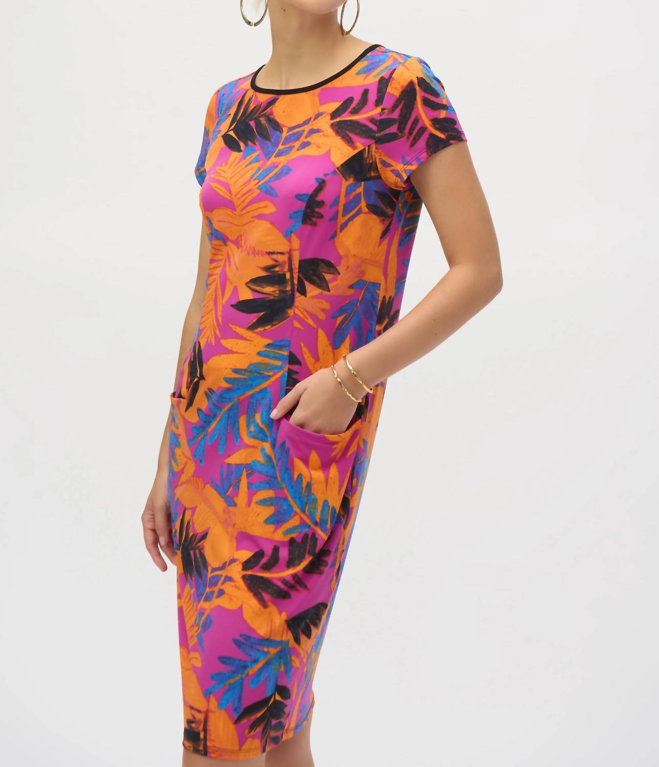 Joseph Ribkoff - Tropical Print Cap Sleeve T-shirt Dress