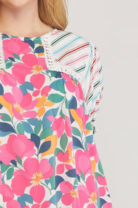 Entro - Mixed Print & Lace Blouse