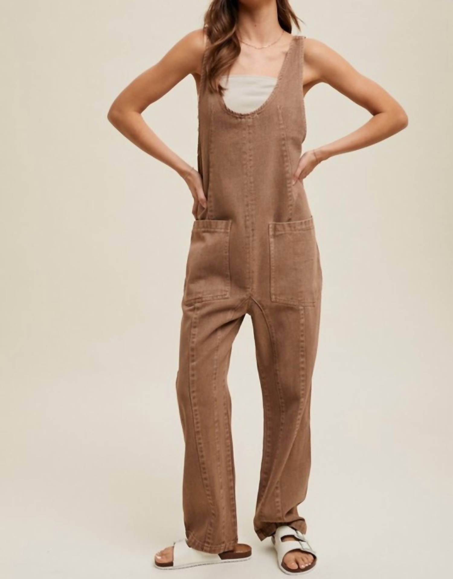 Wishlist - Cotton Open Back Denim Overalls