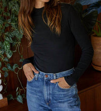By Together - Knit Ribbed Long Sleeve Mock Neck Top