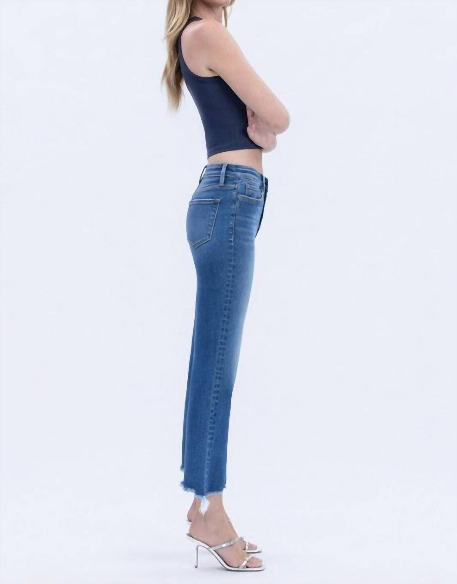 Vervet By Flying Monkey - Hannah Distressed Hem Kick Flare Jeans