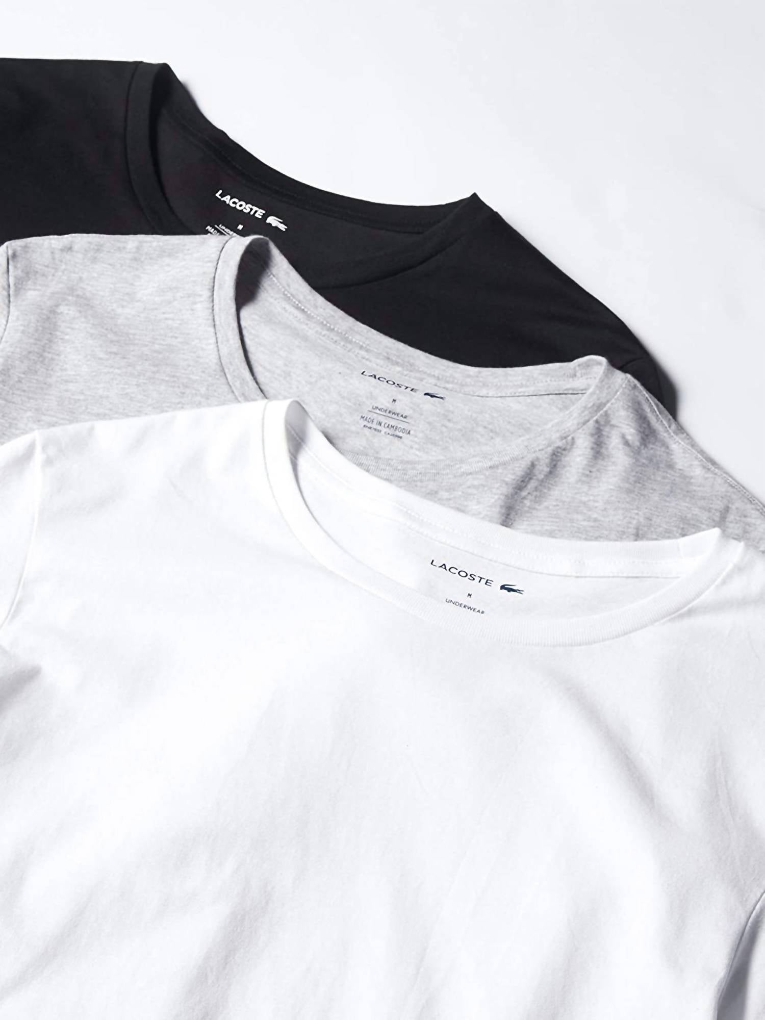 Lacoste - Men's Essentials Three Pack Crew Neck T Shirts Set