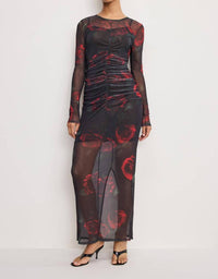 Good American - Mesh Ruched Maxi Dress
