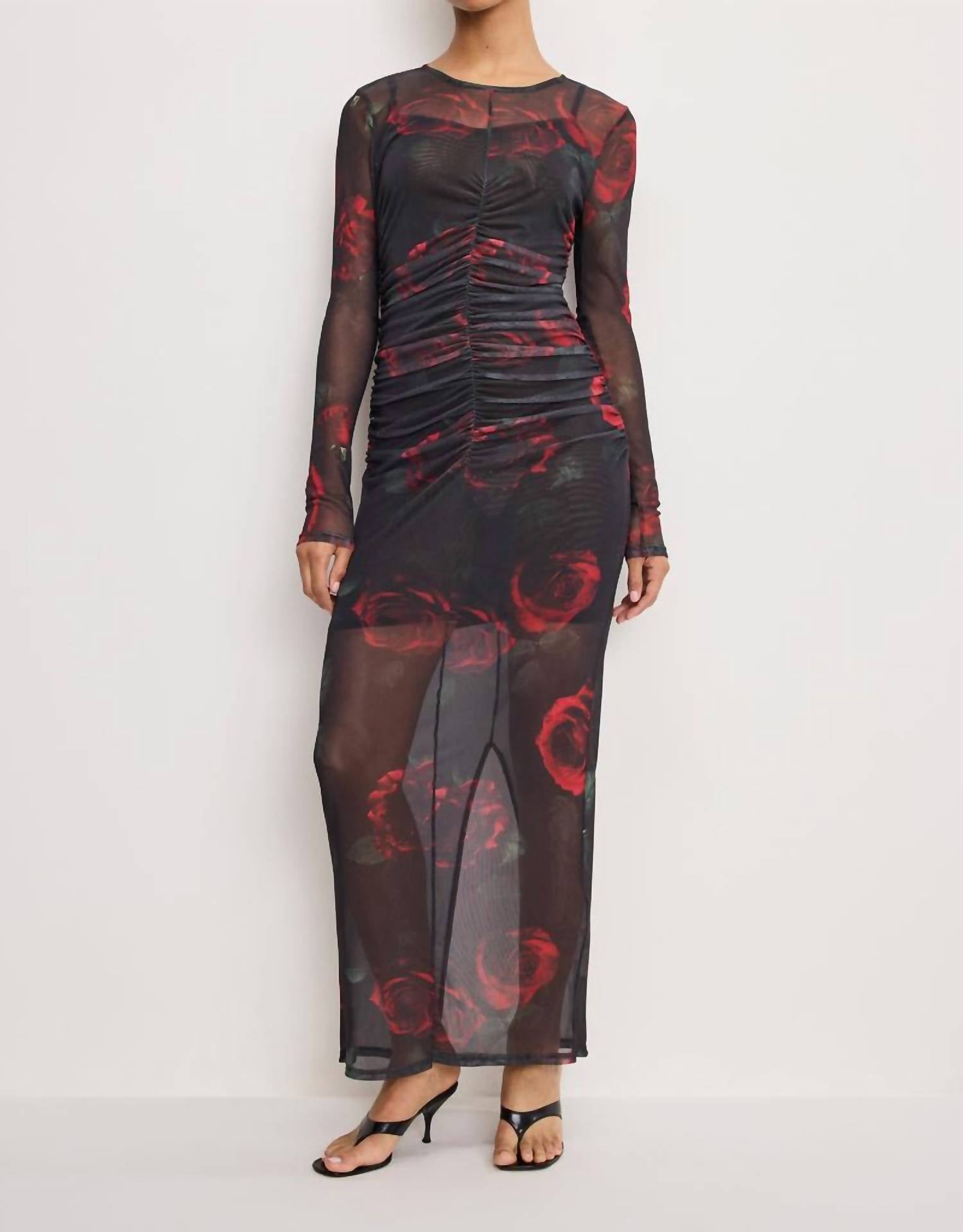 Good American - Mesh Ruched Maxi Dress