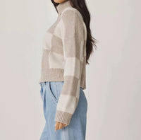 Splendid Thea Checkerblock Sweater in beige - women's sweater - detail view