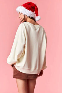 Peach Love All Wrapped Up Sweatshirt in cream multi - women's top - detail view