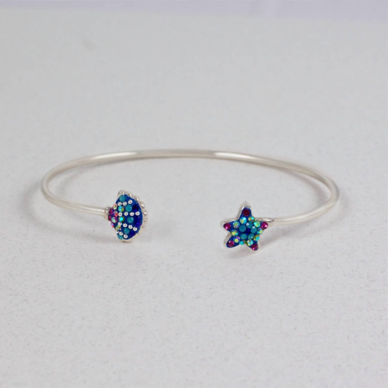 Mosaico Women's Austrian Crystals Seashell & Starfish Bracelet in silver multi - women's jewelry