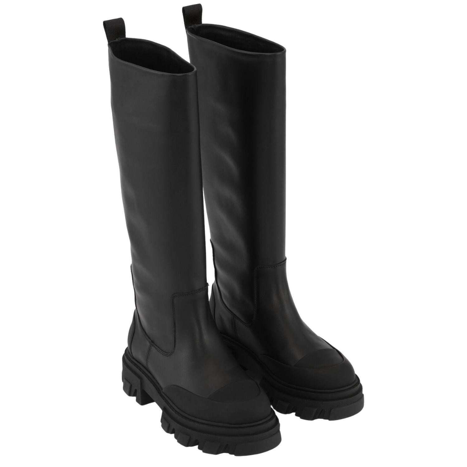 GANNI Women's Cleated High Tubular Boots in black - women's shoe - alternate view