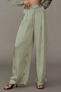 MILLE Cara Pant in almond green stripe - women's pants