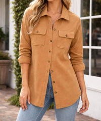 FDJ Women's Button front jacket in butter rum - women's jacket - alternate view