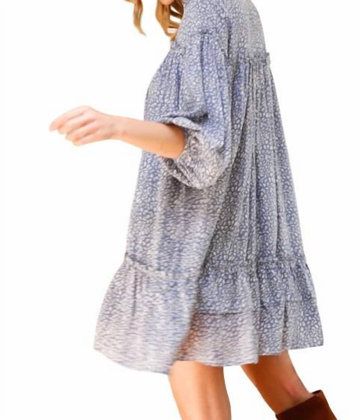 Vine & Love - Savannah Bubble Sleeves Ruffled Shirt Dress