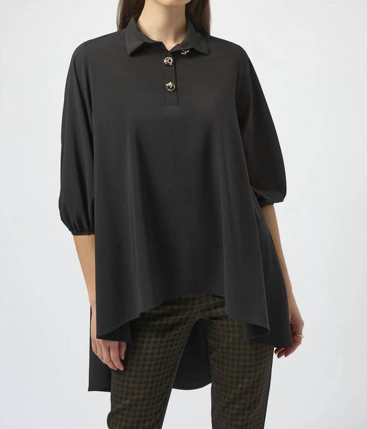Joseph Ribkoff - Collared Hi-low 3/4 Sleeve Top