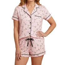 Haute Affaires Nyc - Women's Martini Print Short Sleeve Pajama Set