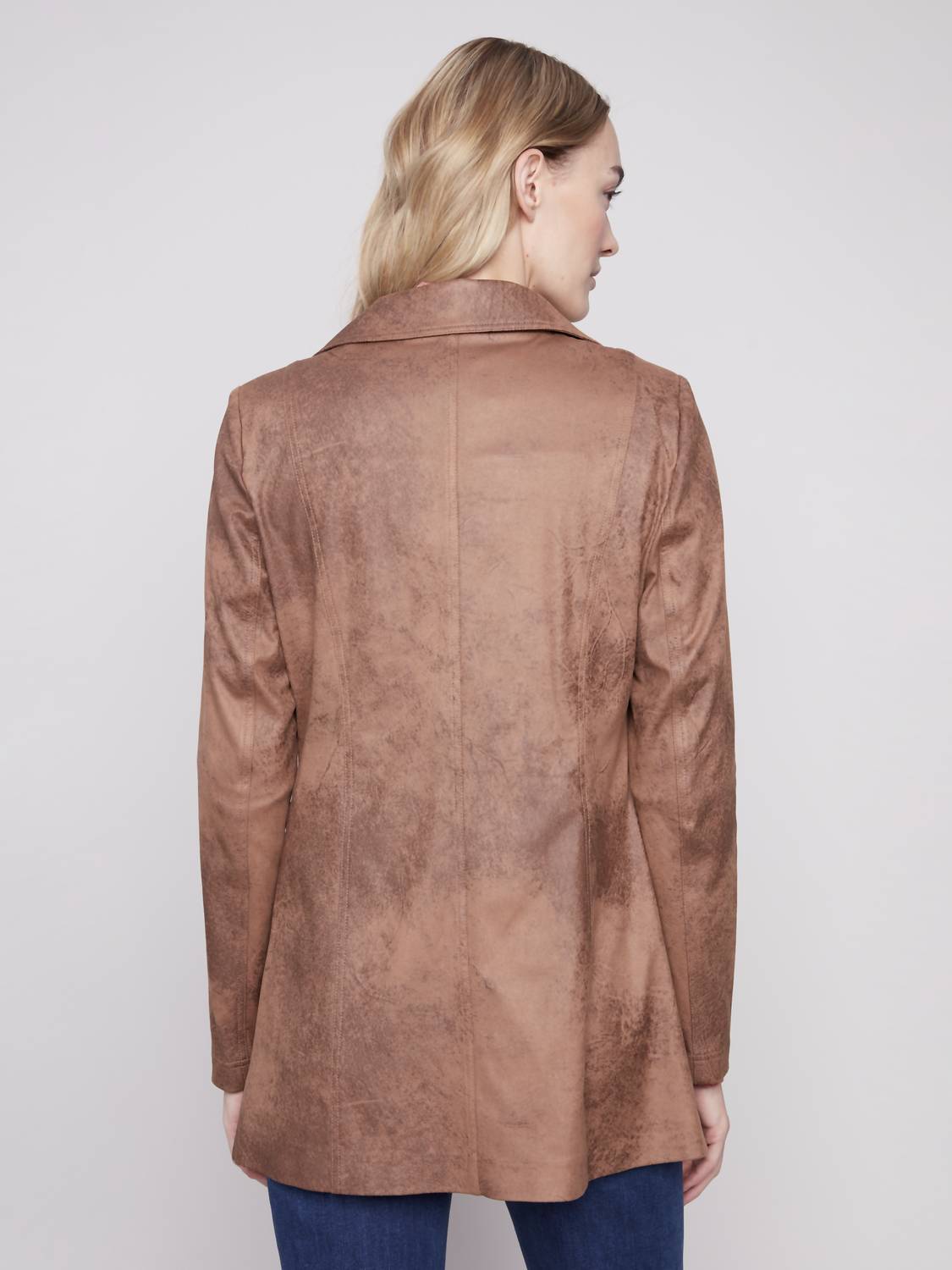 Charlie B - Vintage Texture Faux Suede Long Jacket