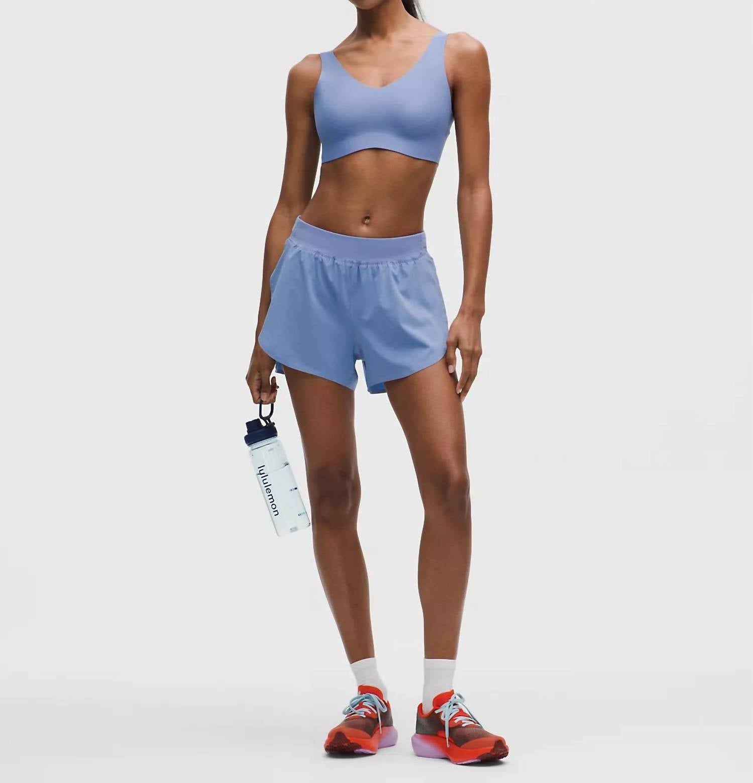 lululemon Fast and Free High Rise Split Short - 3" in prep blue - women's shorts