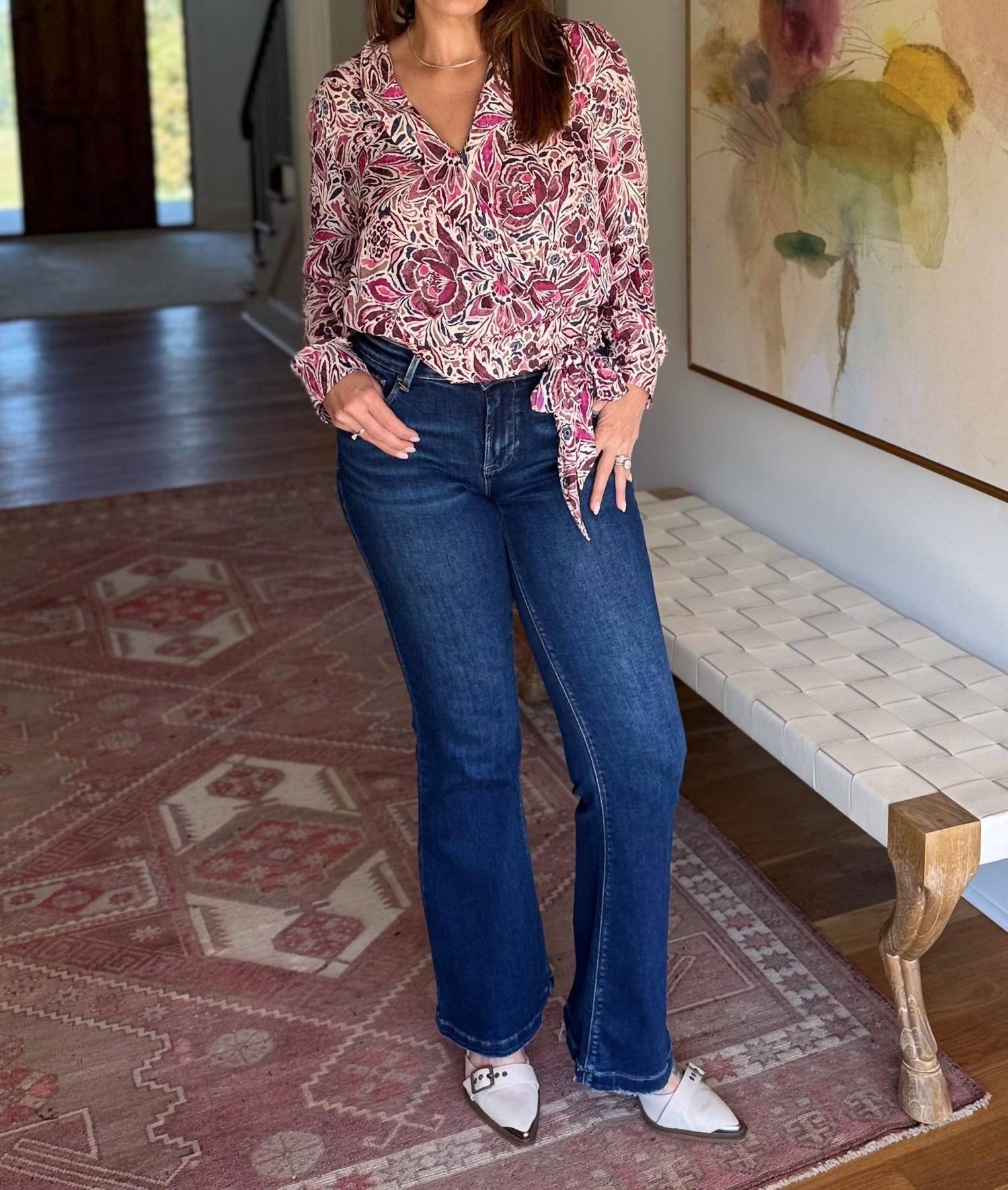 SKIES ARE BLUE Mystic Tie Top in mauve - women's blouse - alternate view