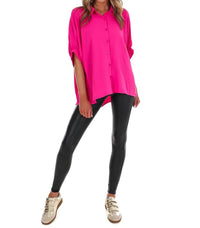 Day + Moon - Women's Fingers Crossed Oversized Button Down Top