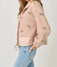 Mystree - Bow Embroidery Mixed Jacket