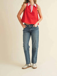 Tcec - Relaxed Cotton Poplin Collar Top