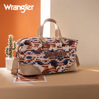 Wrangler Aztec Print Duffle Crossbody Bag in brown - women's bag