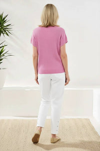 Tribal - Dolman Short Sleeve Ribbed Knit Top