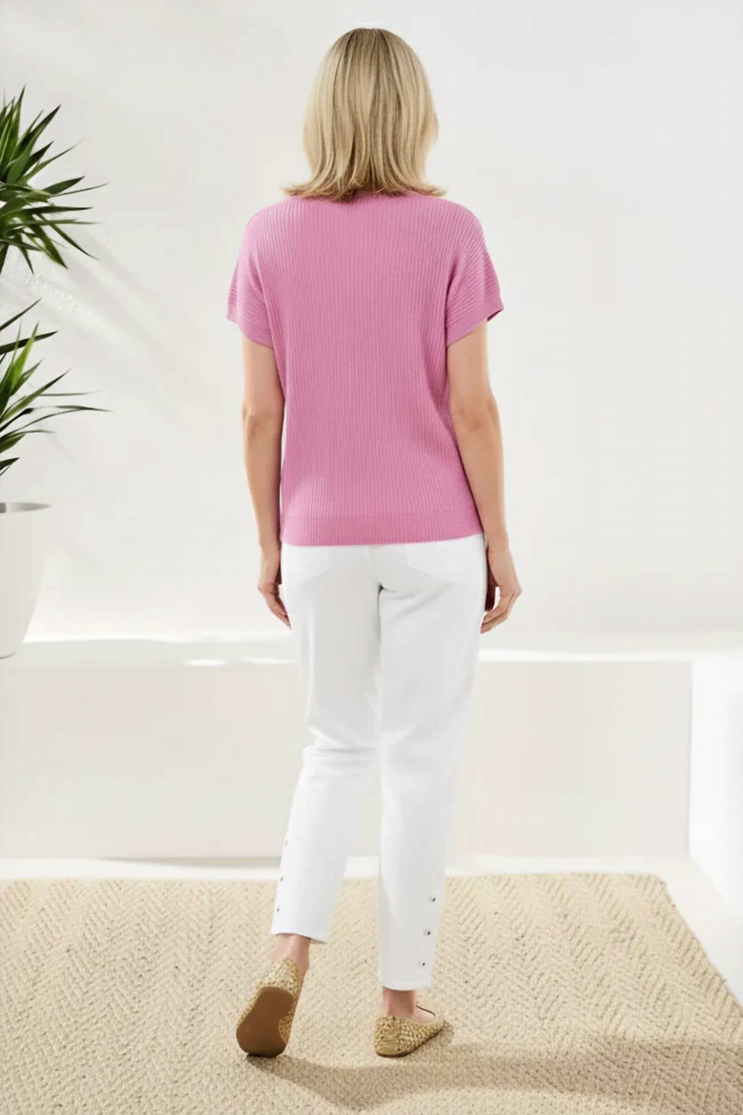 Tribal - Dolman Short Sleeve Ribbed Knit Top