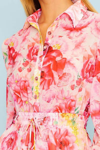 Main Strip - Scallop Hem Floral Print Romper