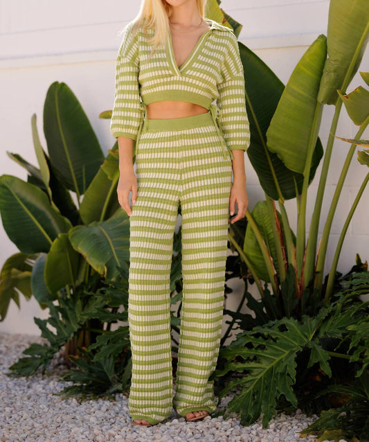 Endless Blu. - V-neck Stripe Knit Top