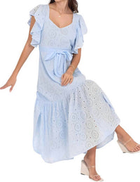Hyfve - Mackenzie Eyelet Tiered Ruffle Sleeve Maxi Dress