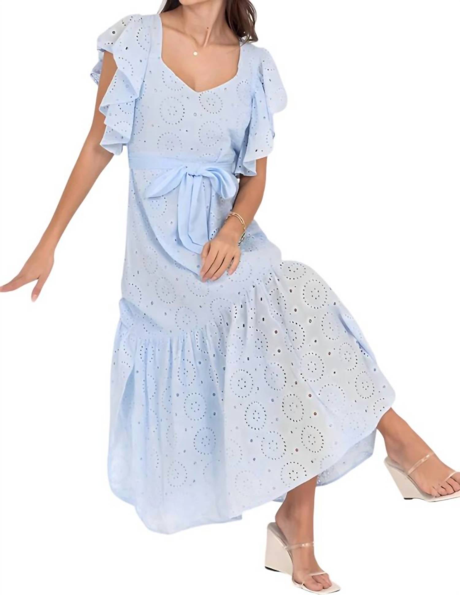 Hyfve - Mackenzie Eyelet Tiered Ruffle Sleeve Maxi Dress