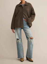 Z Supply Bronx Sweater Knit Jacket in tavern - women's jacket - view 4