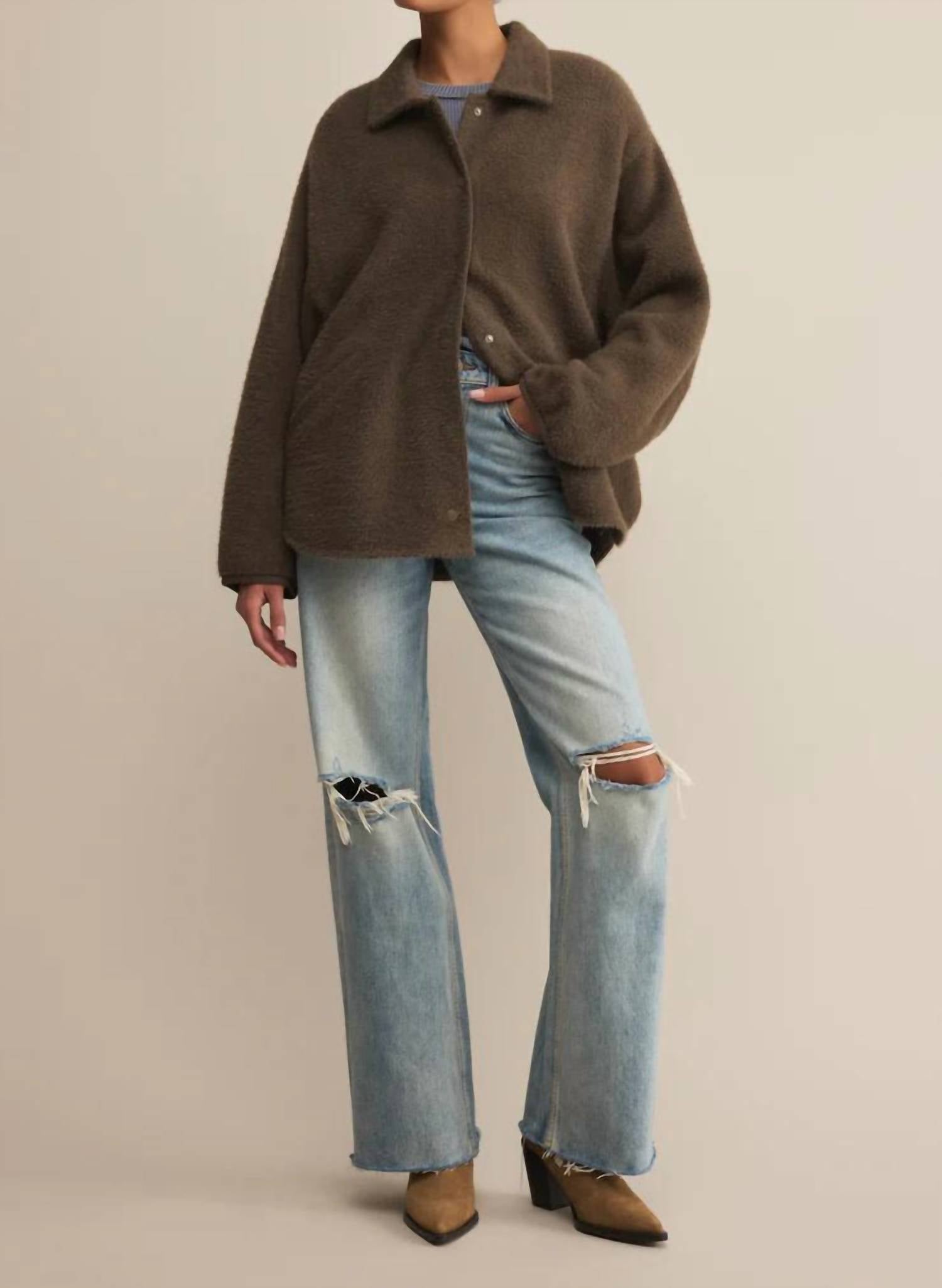Z Supply Bronx Sweater Knit Jacket in tavern - women's jacket - view 4