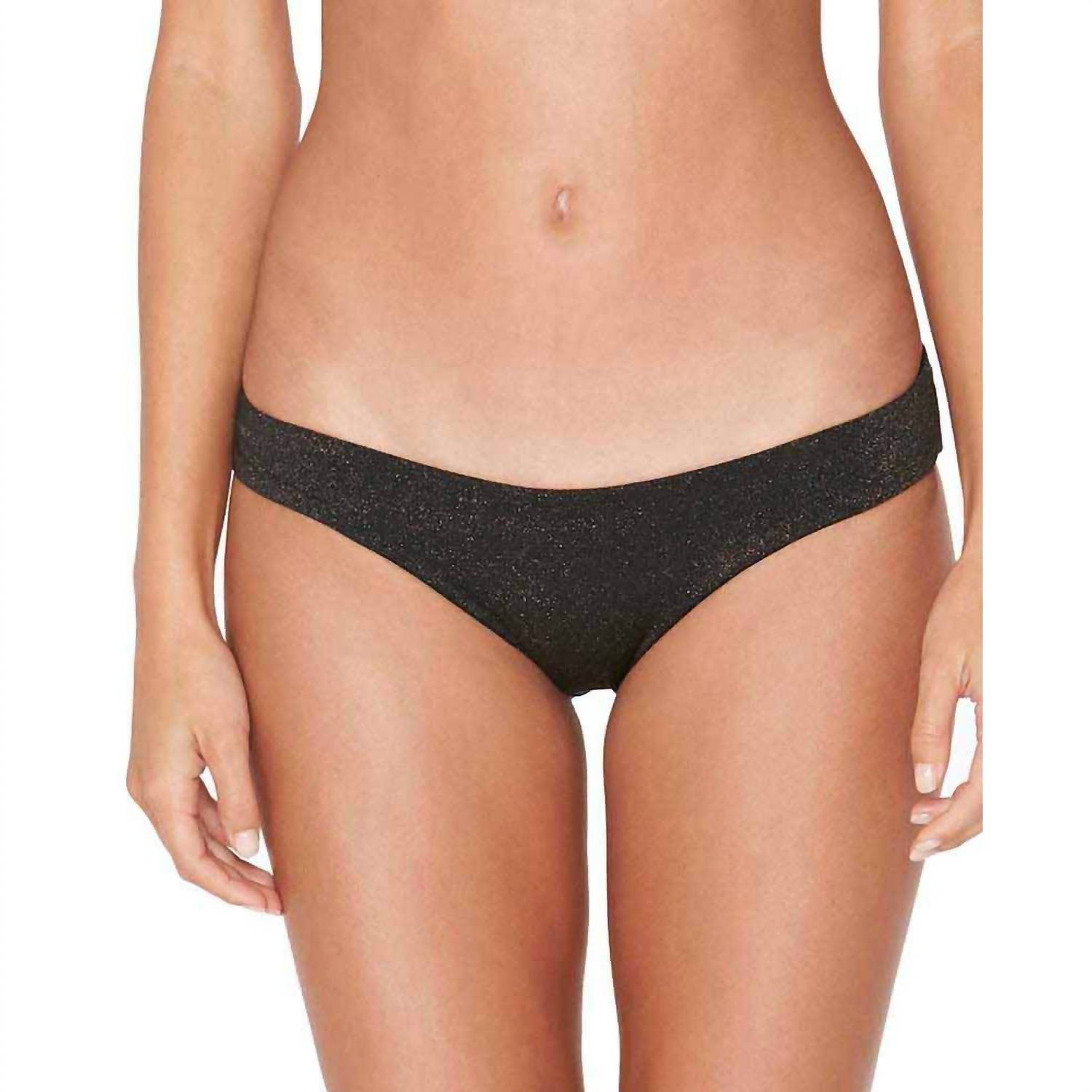 L*SPACE Shine On Me Sandy Reversible Classic Bikini Bottom in black - women's swimwear