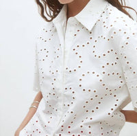 Suncoo - Lory Geometric English Embroideries Blouse
