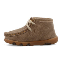 TWISTED X Kid's Chukka Driving Moc Shoes in dusty tan - kids' sneaker - detail view