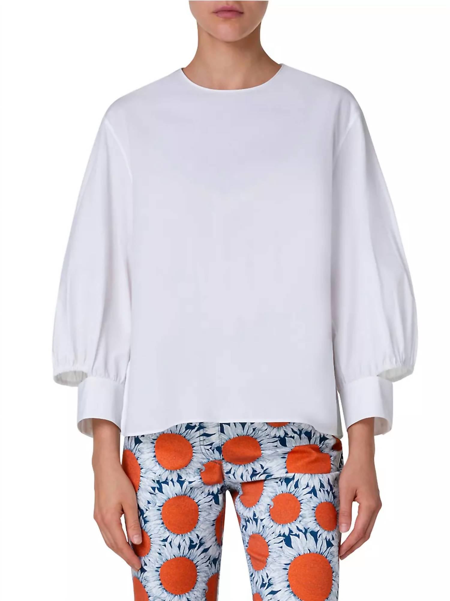 Akris Punto - Puff-Sleeve Poplin Cotton Blouse