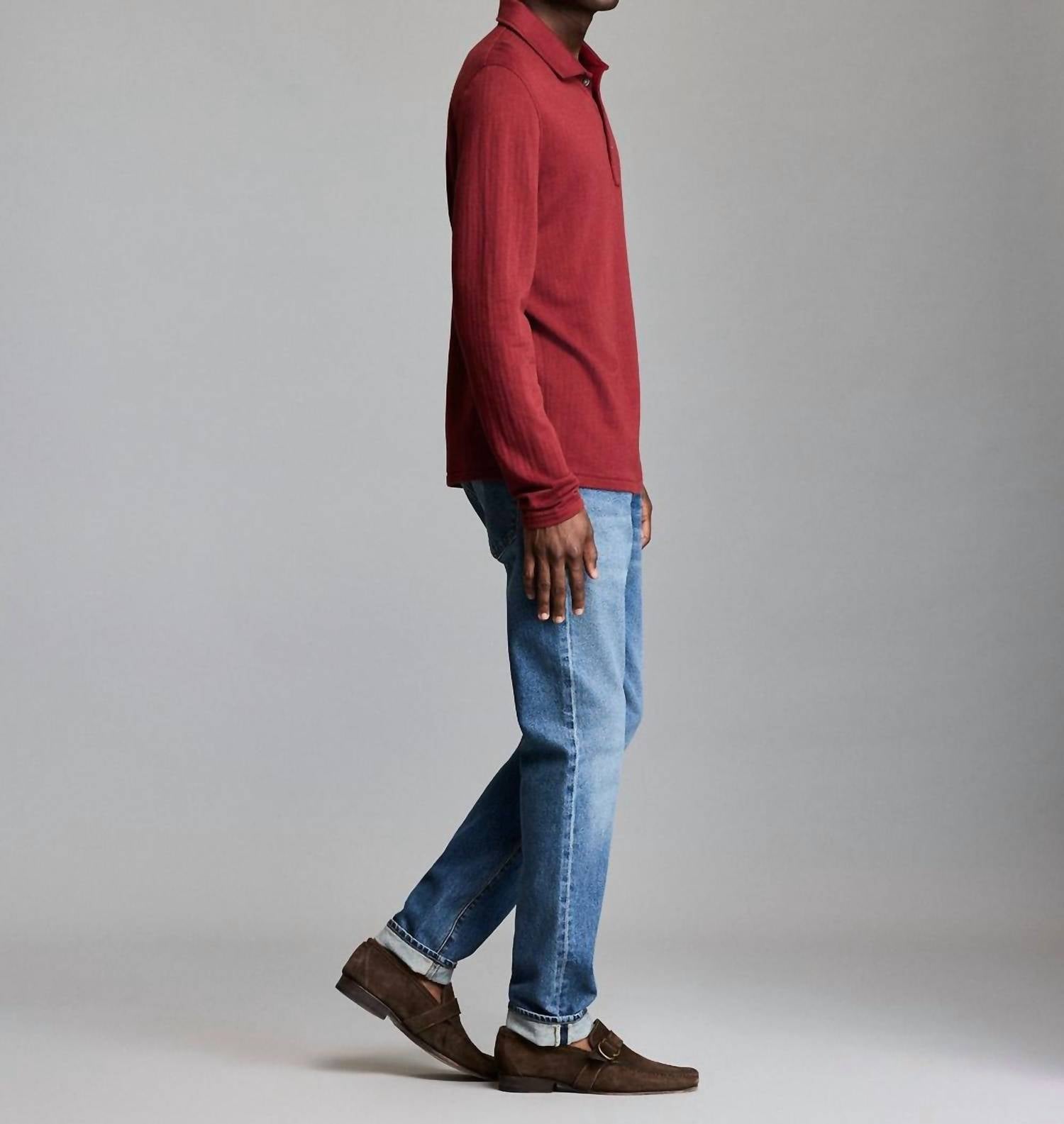Billy Reid - Long-sleeve Herringbone Polo